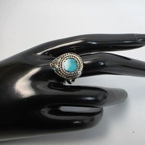 Tibetan‎ Handmade Turquoise Ring Size 9 Boho Style #879